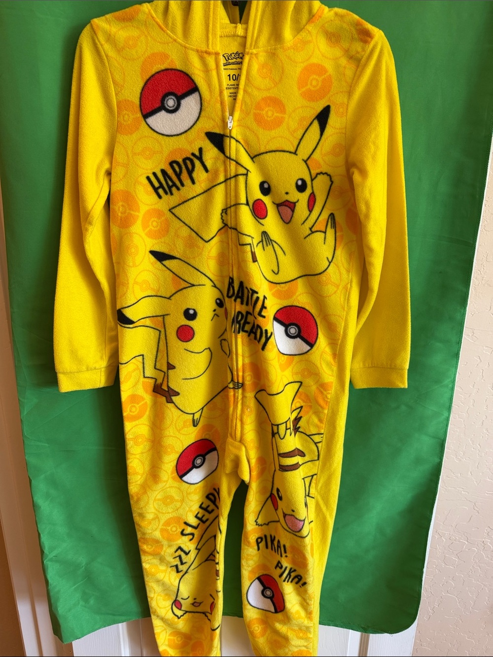Pokemon Yellow Pikachu Hooded One-Piece Footie Pajamas
